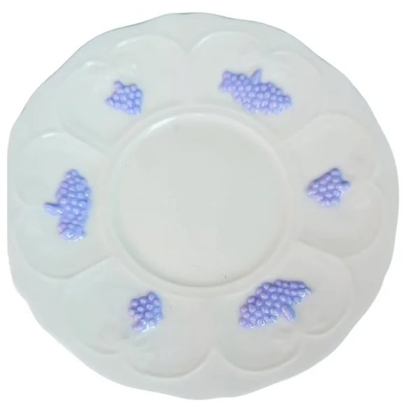 Blue Chelsea Fine Bone China Purple Grape Pattern 1920s Sugar & Saucer Occo Set - Picture 2 of 3